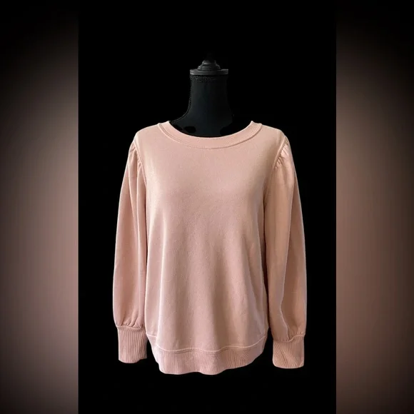 Nine West: Chic Blush Crewneck Sweater with Puff Shoulders - Picture 4 of 16